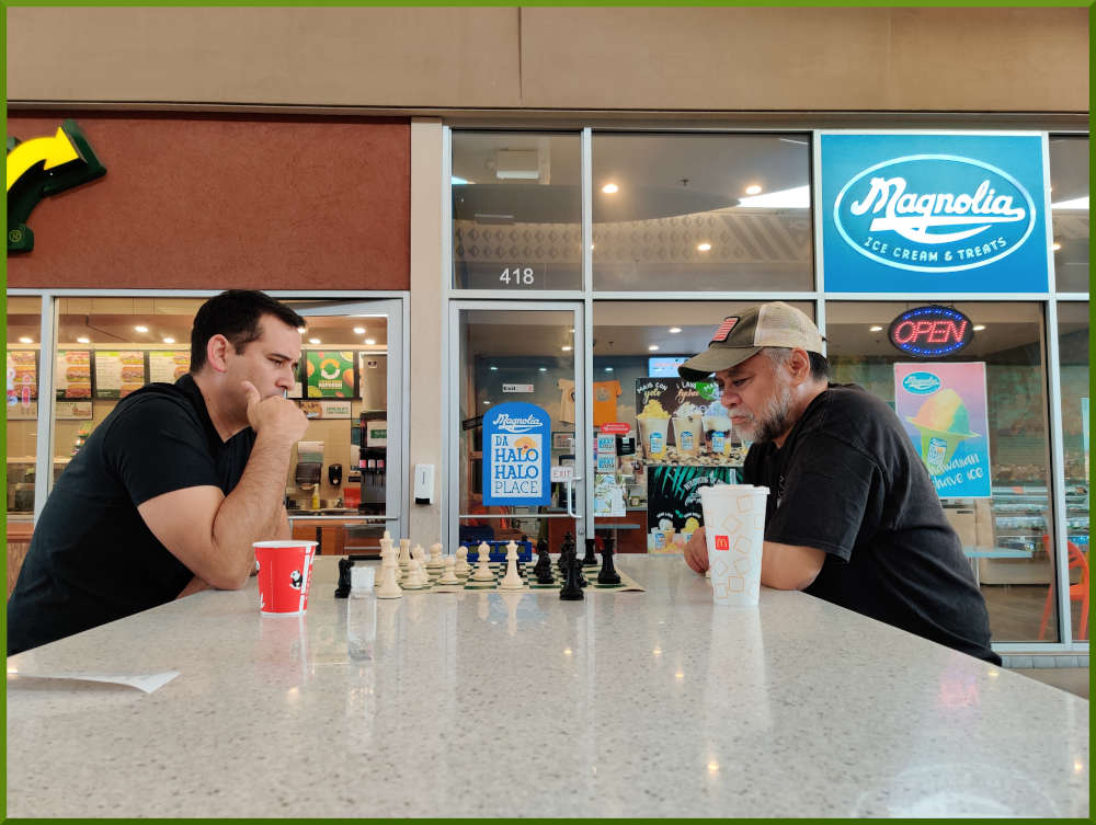 March 29th, 2022. Ka Makana Alii chess meetup. Ryan vs Chet.