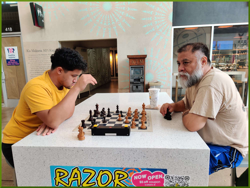 July 12th, 2022. Ka Makana Alii chess meetup. Christian vs Chet.