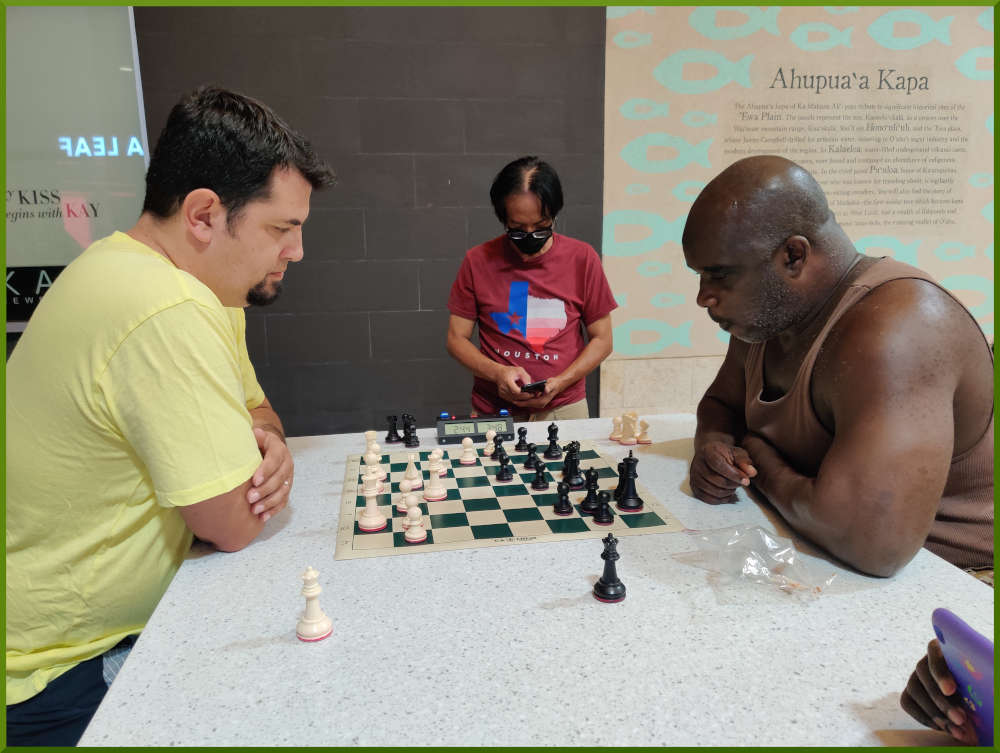 September 13th, 2022. Ka Makana Alii chess meetup. Rob vs Ramon.