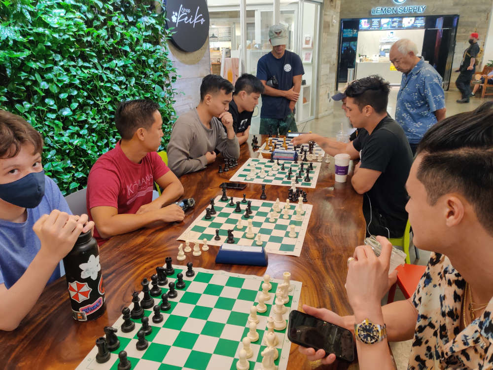June 2, 2023. Chess meetup at Kakaako South Shore Market.