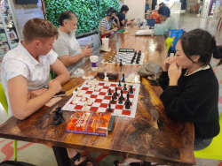 March 8, 2024. Chess meetup at Kakaako South Shore Market.